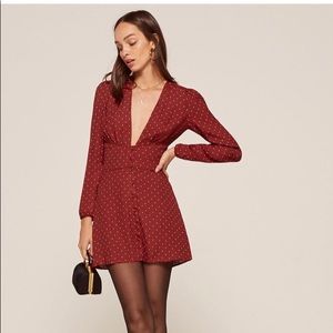 Reformation Red Polka Dot Elizabeth Dress